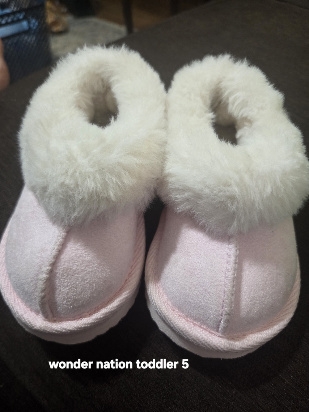 wonder nation Toddler Pink Fur Furry House Slippers NWOT